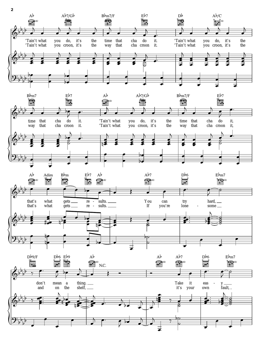 'Tain't What You Do (It's The Way That Cha Do It) Piano, Vocal, Guitar scores gallery preview page 2