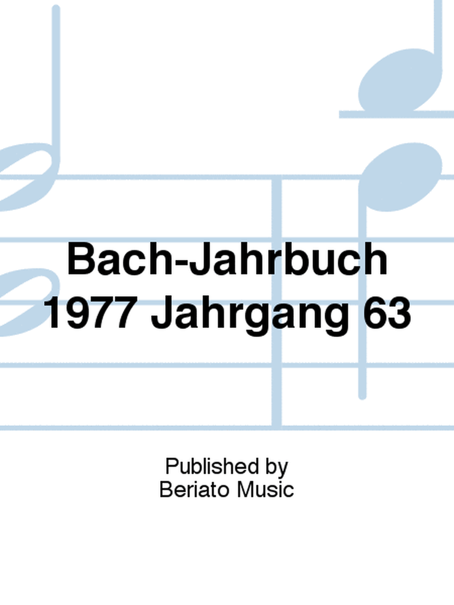 Bach-Jahrbuch 1977 Jahrgang 63