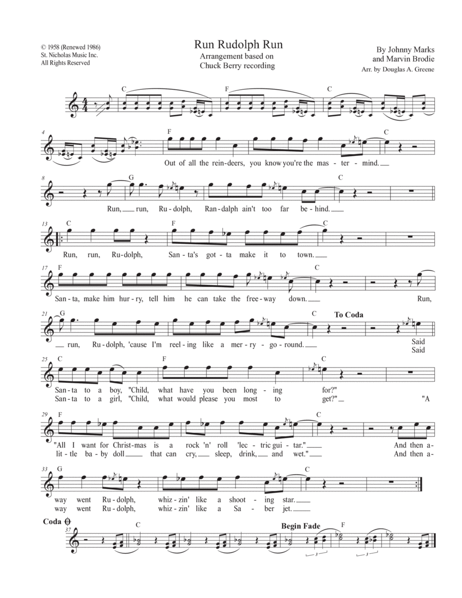 Run Rudolph Run Piano scores gallery preview page 1