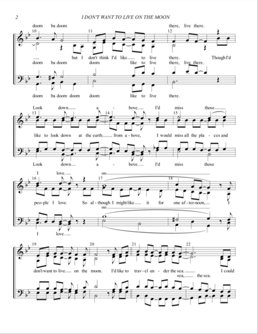 I Don't Want To Live On The Moon 4-Part scores gallery preview page 2