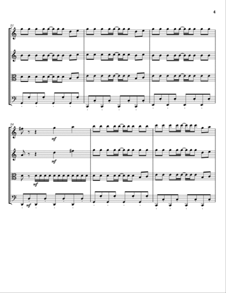Baby Shark String Quartet scores gallery preview page 4