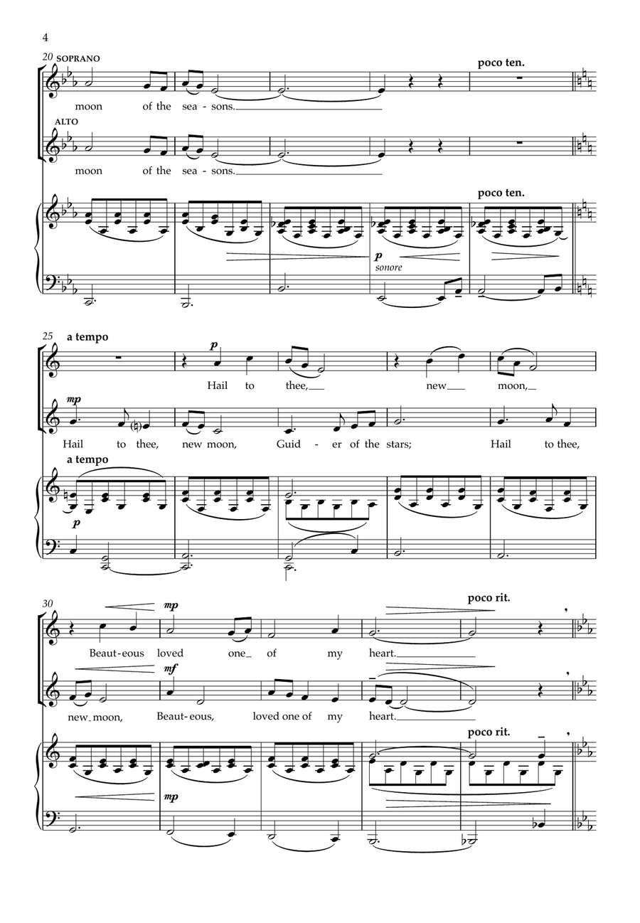 New Moon - upper voices (SA) and piano version SA scores gallery preview page 4