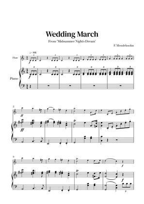Book cover for Felix Mendelssohn - Wedding March From Midsummer Night's Dream for Flute and Piano