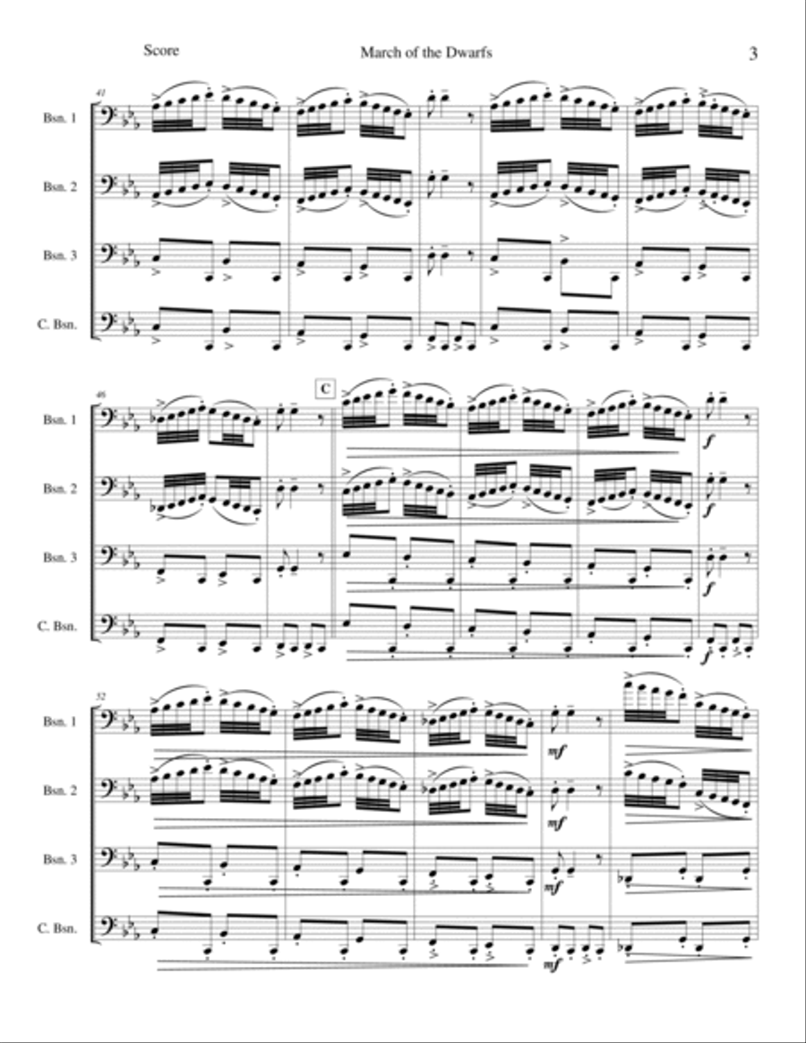 March of the Drawfs March of the Drawfs Bassoon Quartet scores gallery preview page 3