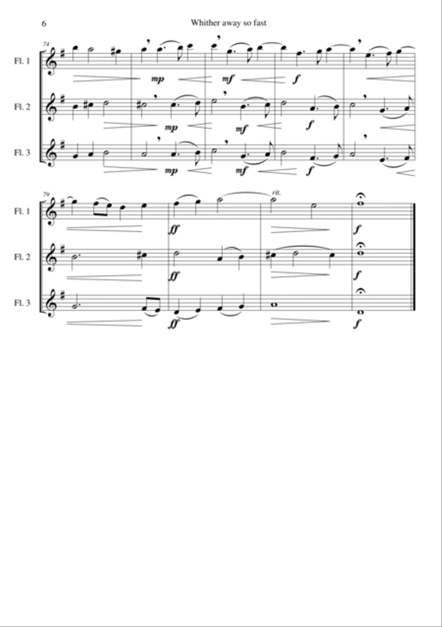 Whither away so fast for flute trio (3 C flutes) Flute Trio scores gallery preview page 6