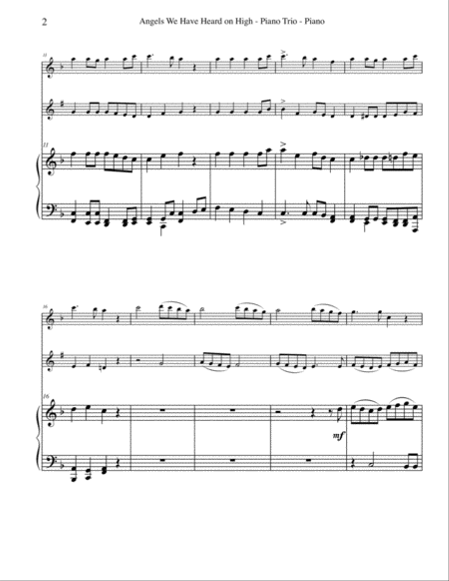 Angels We Have Heard on High for Flute, Clarinet & Piano Woodwind Duet scores gallery preview page 2