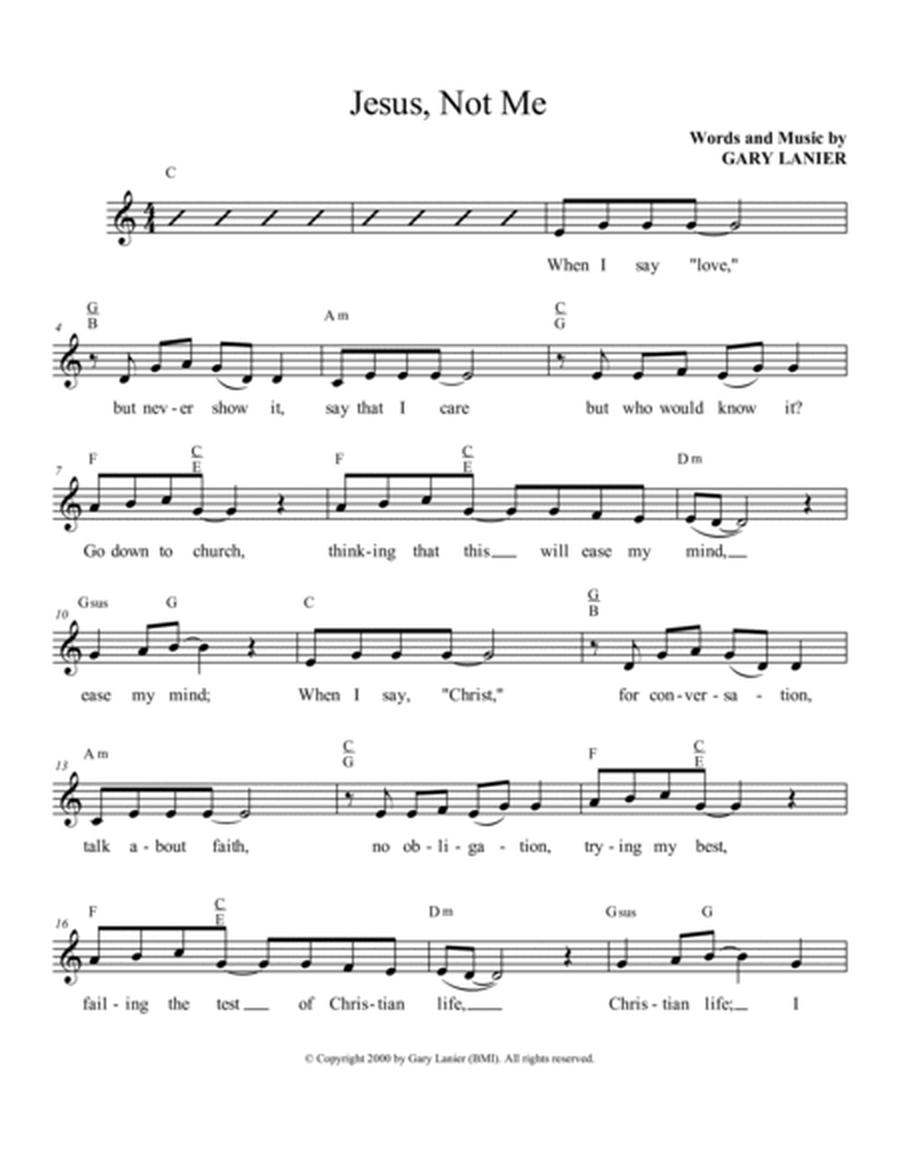 JESUS NOT ME, Lead Sheet (Includes Melody, Lyrics & Chords) image number null