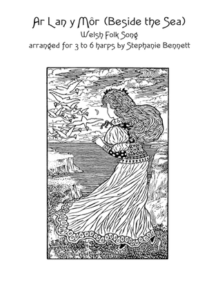 Book cover for Ar Lan y Môr (Beside the Sea) FULL SET score & parts for harp ensemble