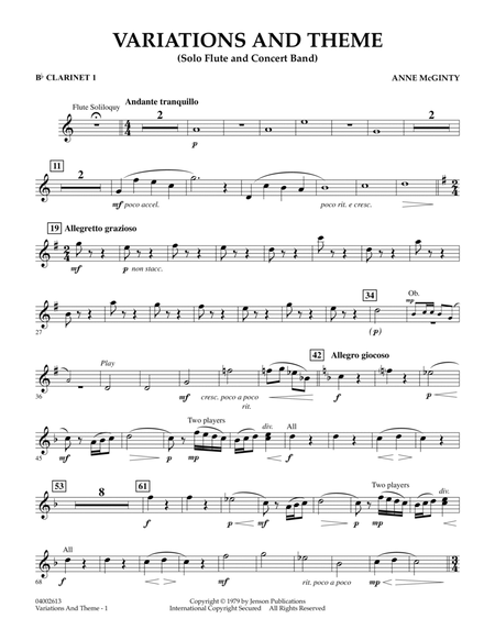 Variations And Theme (for Flute Solo And Band) - Bb Clarinet 1