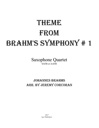 Book cover for Theme From Brahms Symphony #1 for Saxophone Quartet (SATB or AATB)