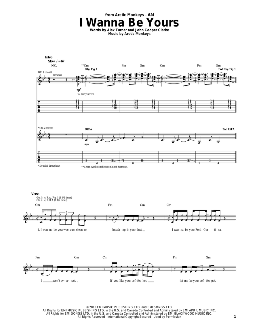 I Wanna Be Yours Acoustic Guitar scores gallery preview page 1