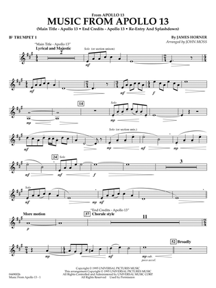 Book cover for Music from Apollo 13 (arr. John Moss) - Bb Trumpet 1