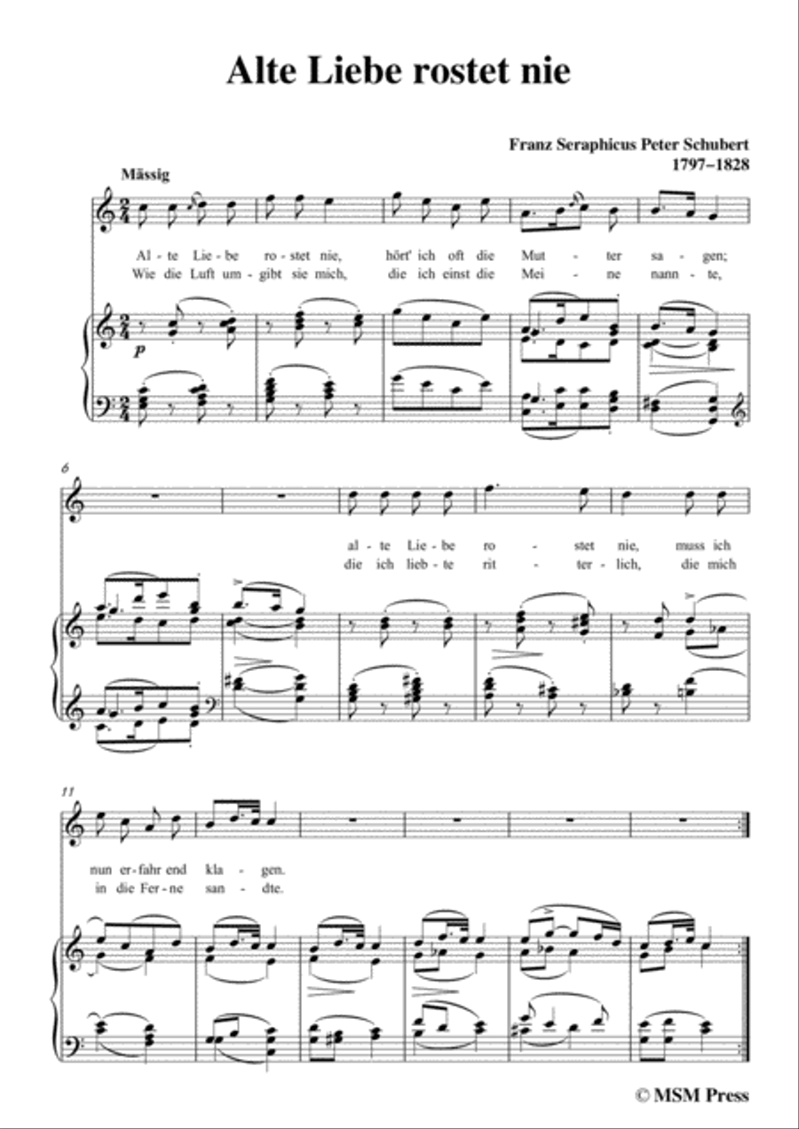 Schubert-Alte Liebe rostet nie in C Major,for voice and piano Voice Solo scores gallery preview page 3