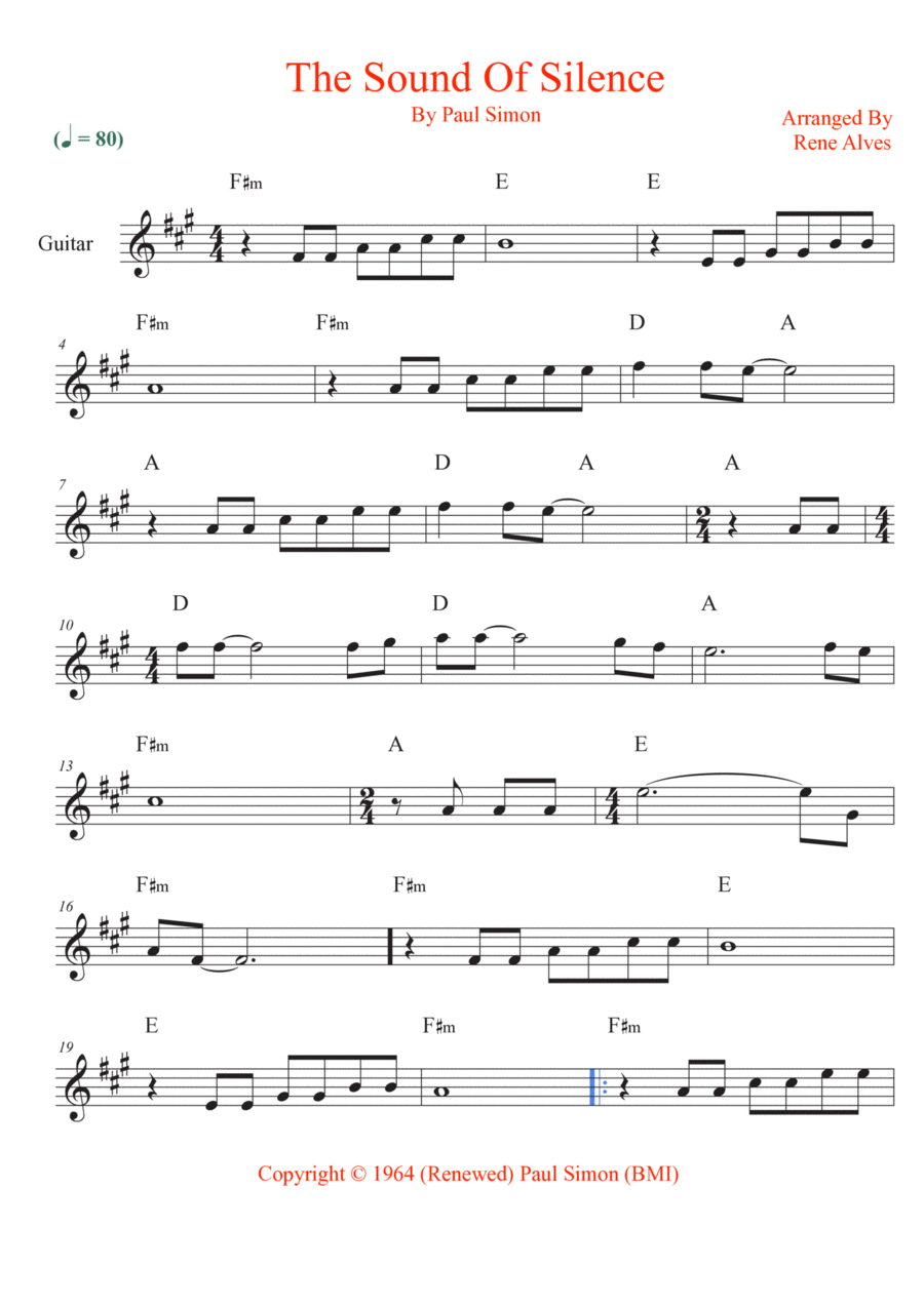 The Sound Of Silence Electric Guitar scores gallery preview page 1