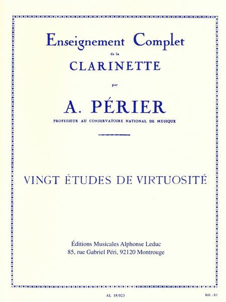 Vingt Etudes de Virtuosite pour Clarinette