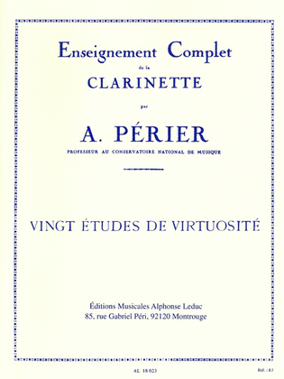 Book cover for Vingt Etudes de Virtuosite pour Clarinette