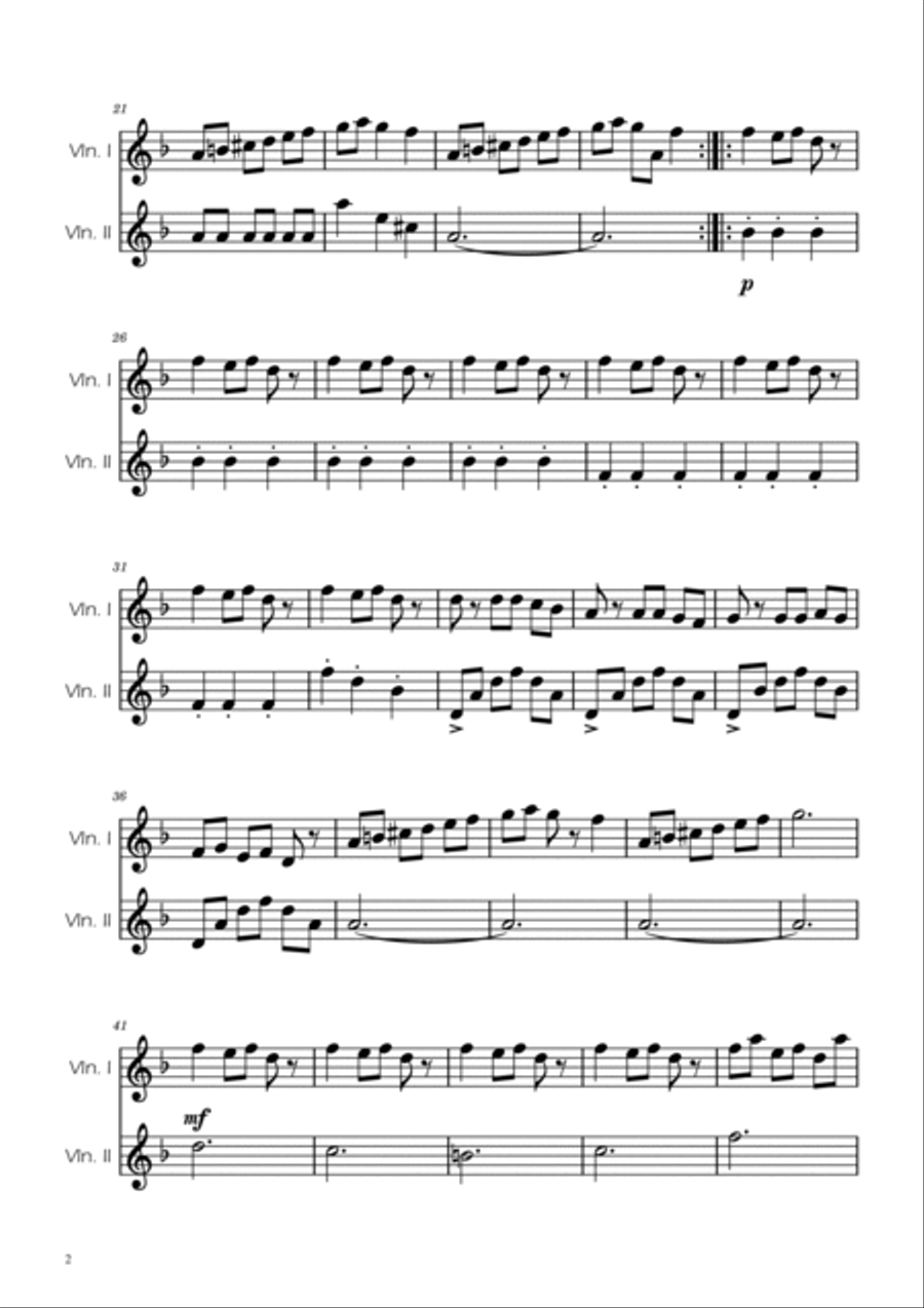 Carol of the Bells - Violin Duet Carol of the Bells - Violin Duet String Duet scores gallery preview page 2