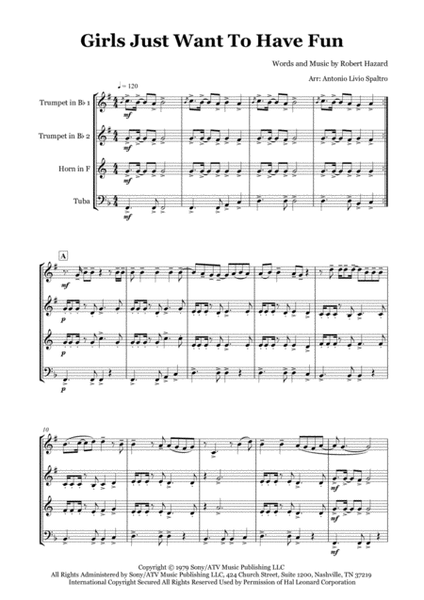 Girls Just Want To Have Fun by Miley Cyrus Horn - Digital Sheet Music