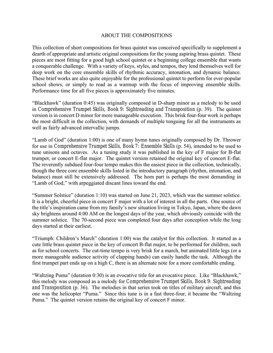 Five Miniatures for the Aspiring Brass Quintet, Op. 134 Brass Quintet scores gallery preview page 5