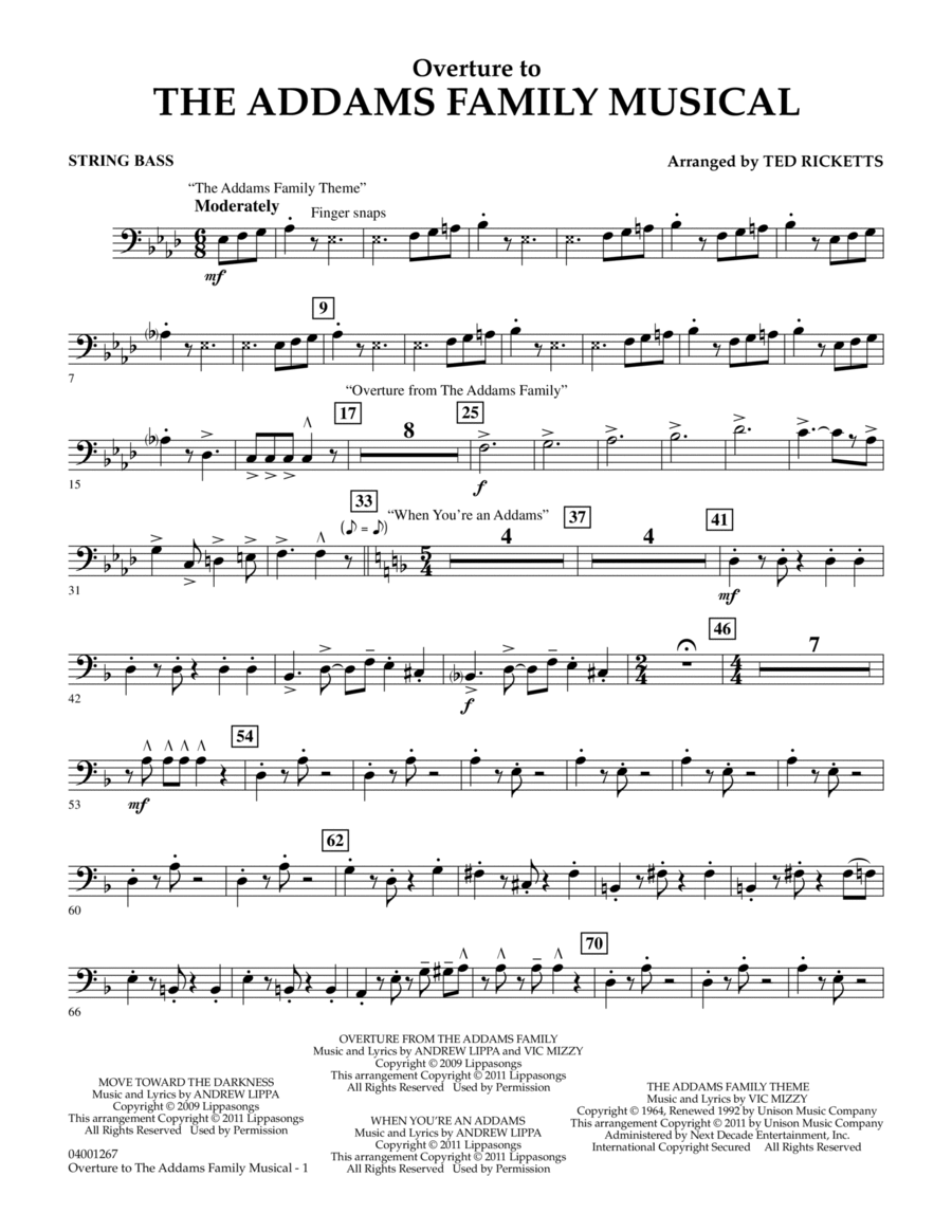Overture to The Addams Family Musical - String Bass Concert Band scores gallery preview page 1