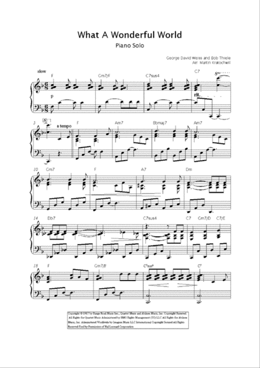 What A Wonderful World Piano Solo scores gallery preview page 2