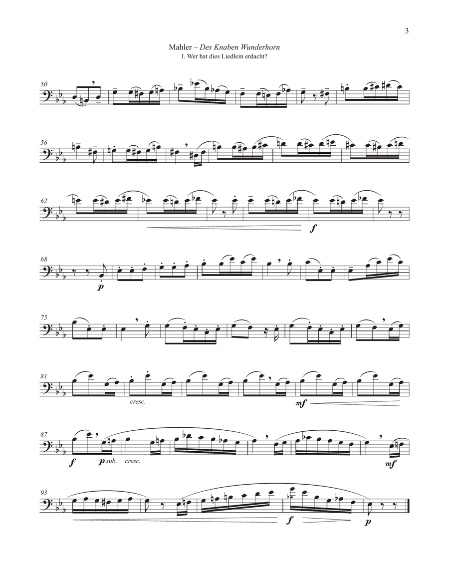 Vier Lieder aus Des Knaben Wunderhorn (Four Songs from the Youth's Magical Horn) Euphonium & Piano Euphonium scores gallery preview page 3