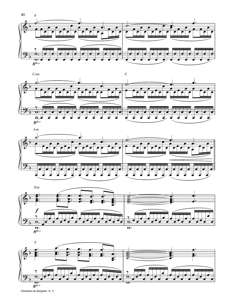 Chevalier De Sangreal (from The Da Vinci Code) Piano Solo scores gallery preview page 3