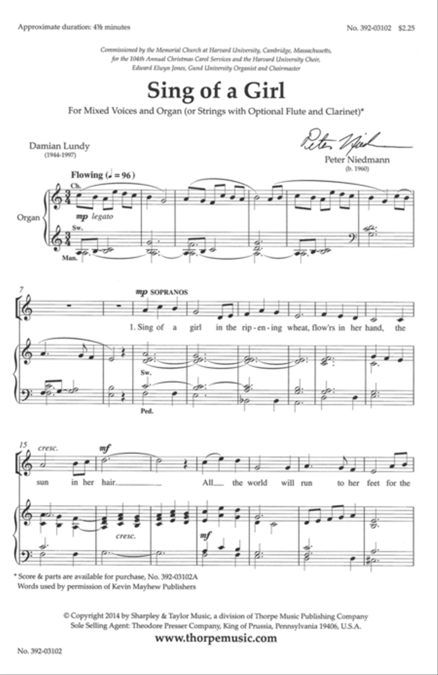 Sing of a Girl Sing of a Girl 4-Part scores gallery preview page 1