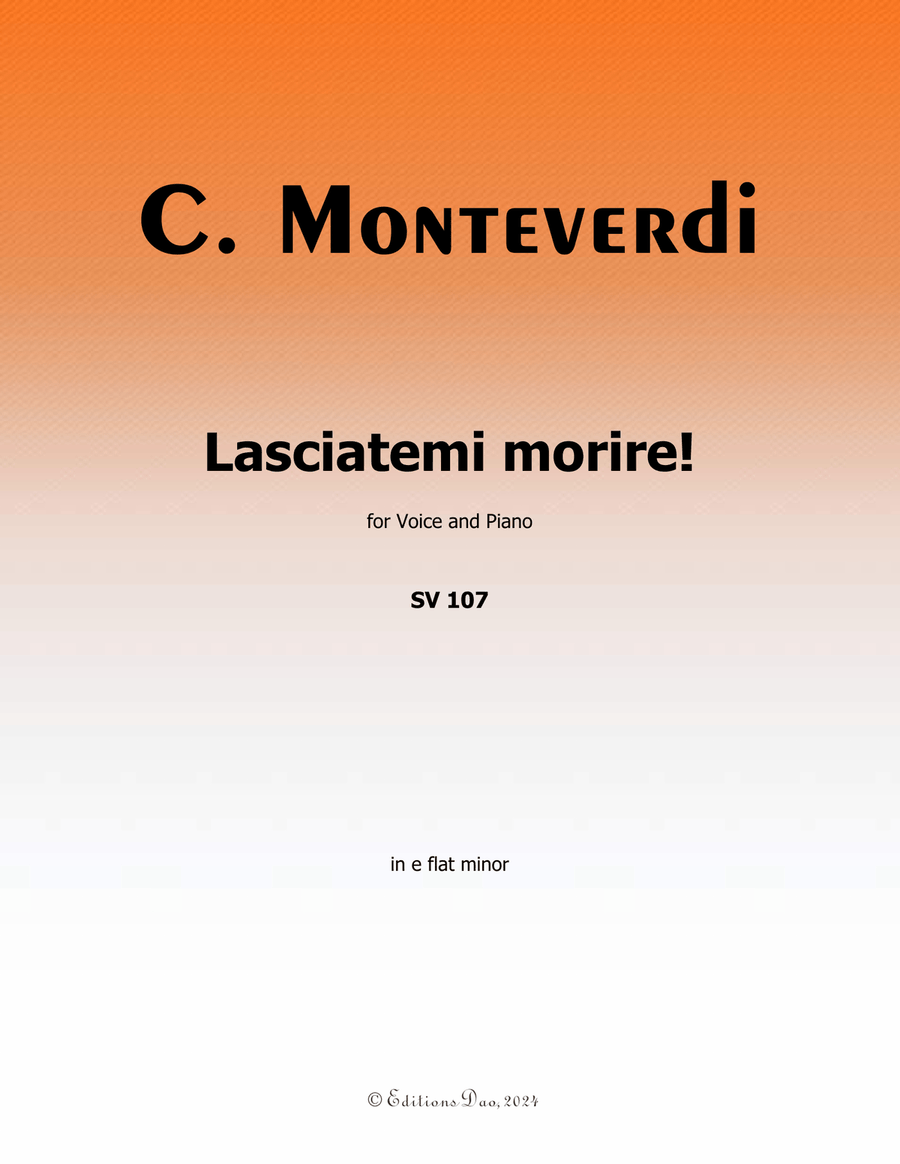 Lasciatemi morire! by Monteverdi, in e flat minor Piano, Vocal scores gallery preview page 1