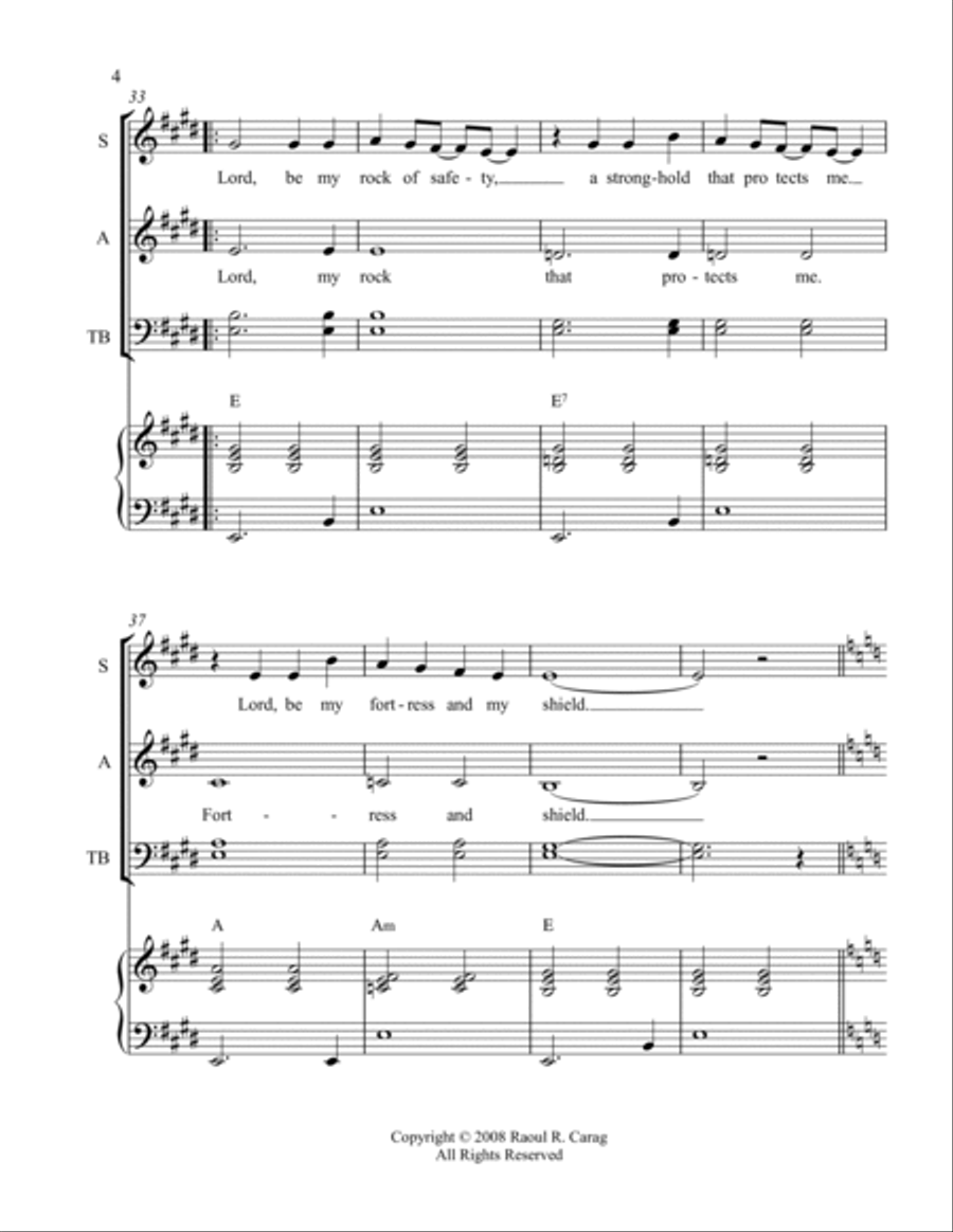 My Rock of Safety (Psalm 31) 4-Part scores gallery preview page 4