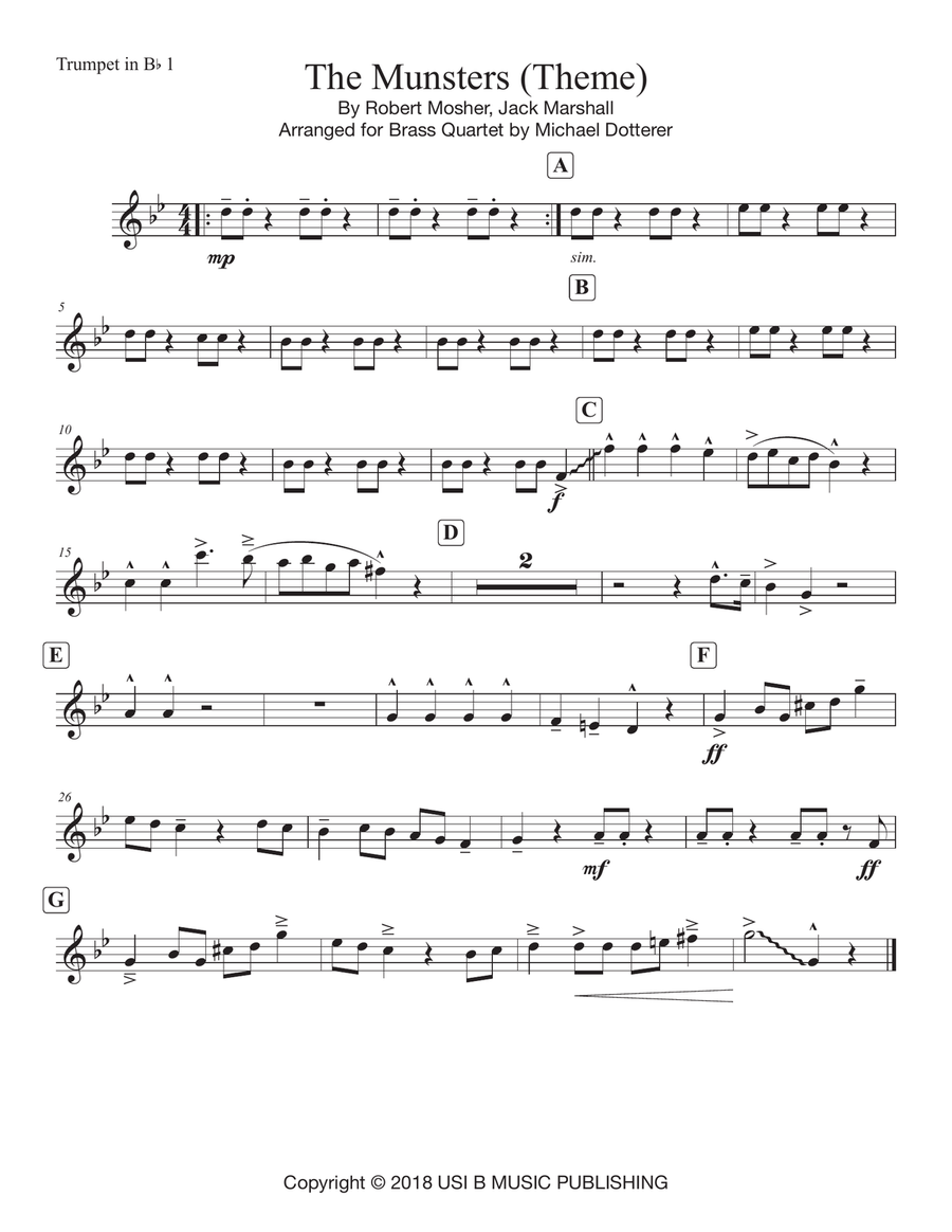 The Munsters Theme Brass Ensemble scores gallery preview page 2