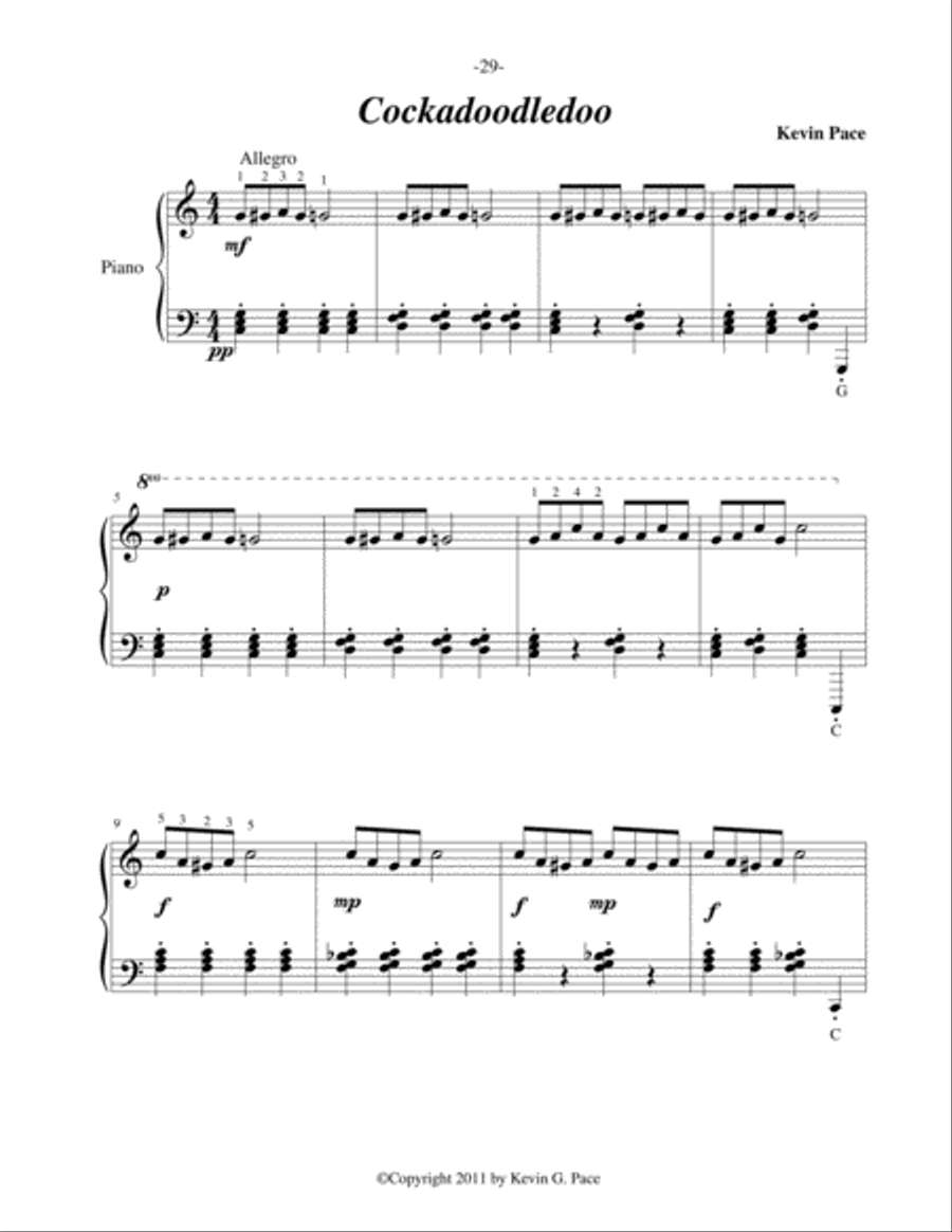 Cock-a-doodle-doo - easy piano solo Easy Piano scores gallery preview page 2