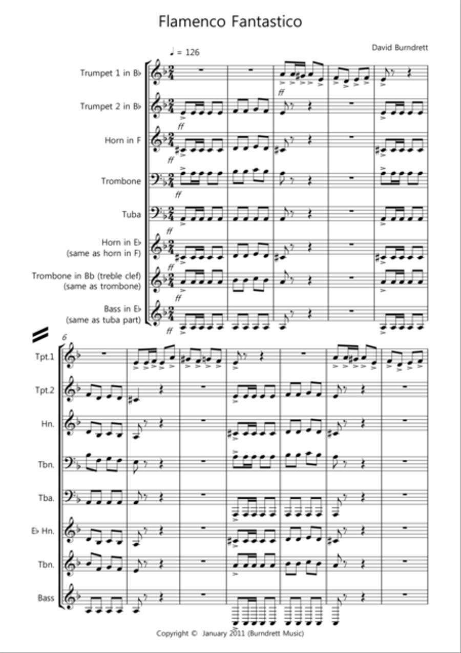 Flamenco Fantastico for Brass Quintet Brass Quintet scores gallery preview page 1