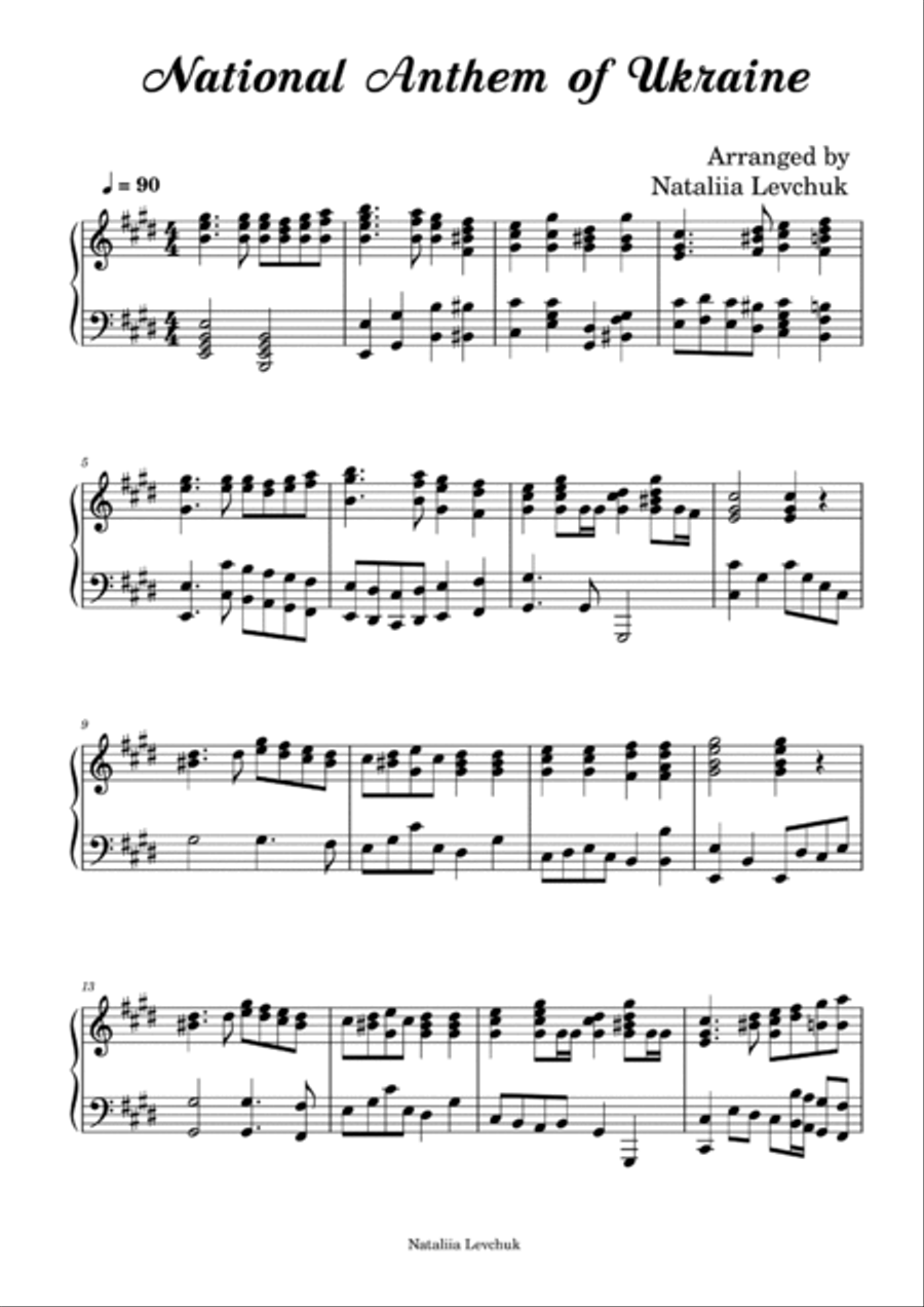National Anthem of Ukraine Piano Solo scores gallery preview page 2