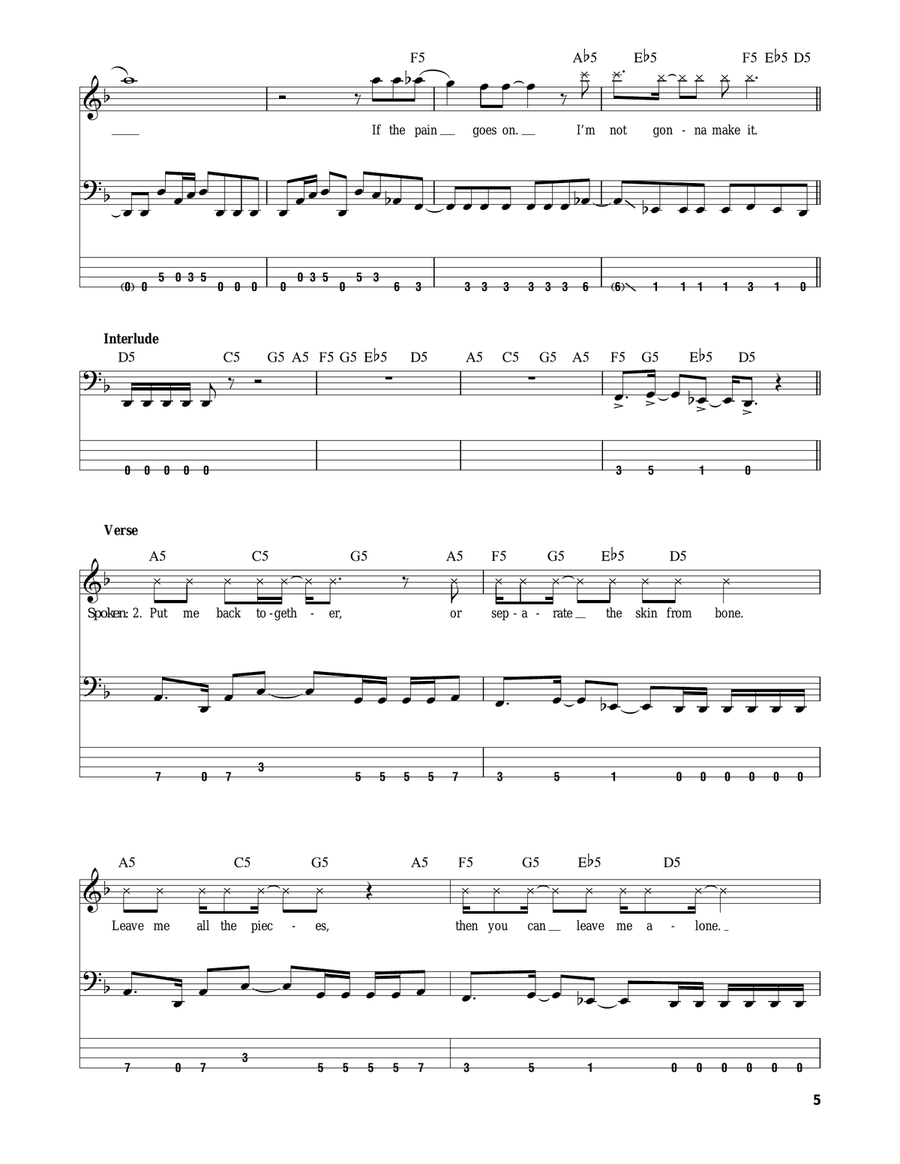 Duality Bass Guitar Tablature scores gallery preview page 5