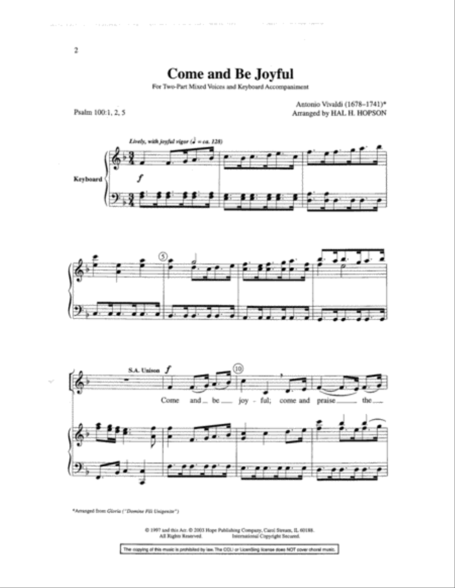 Come and Be Joyful 2-Part scores gallery preview page 2