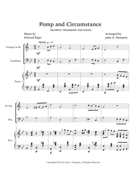 Pomp and Circumstance (Trio for Trumpet, Trombone and Piano) image number null