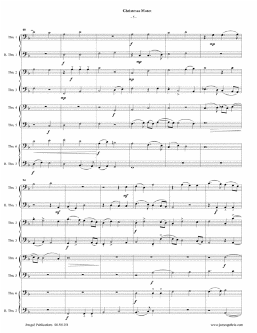 Mouton: Christmas Motet for Trombone Choir Brass Ensemble scores gallery preview page 5