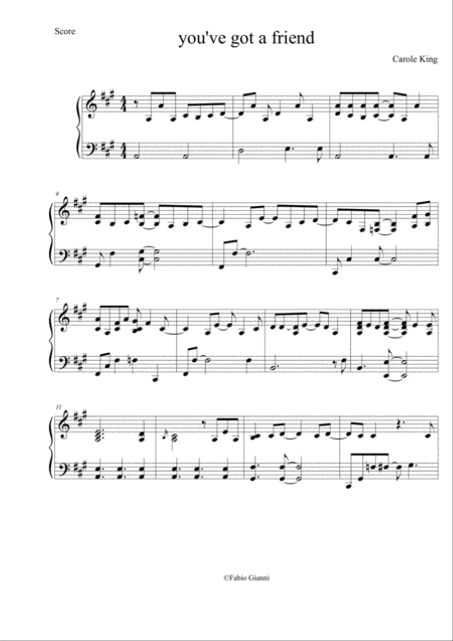 You've Got A Friend You've Got A Friend Piano Solo scores gallery preview page 1