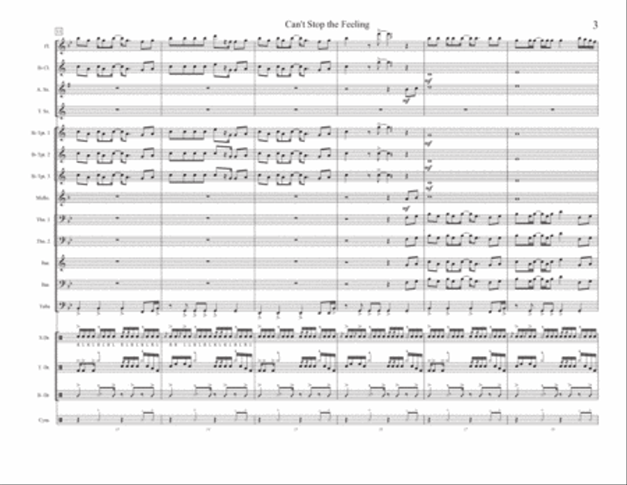 Can't Stop The Feeling! Marching Band scores gallery preview page 3