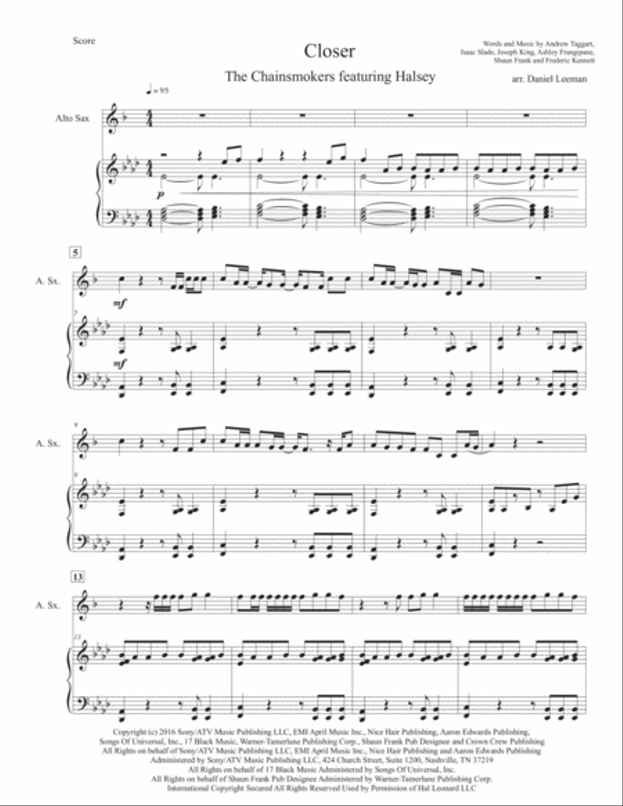 Closer Alto Saxophone scores gallery preview page 2