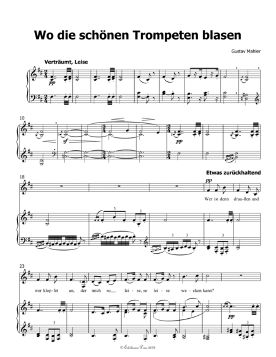 Wo die schönen Trompeten blasen, by Mahler, in b minor Piano, Vocal scores gallery preview page 3