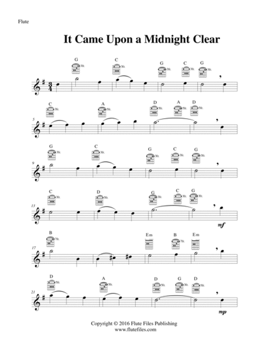 It Came Upon a Midnight Clear - Flute Solo with Guitar Chords image number null
