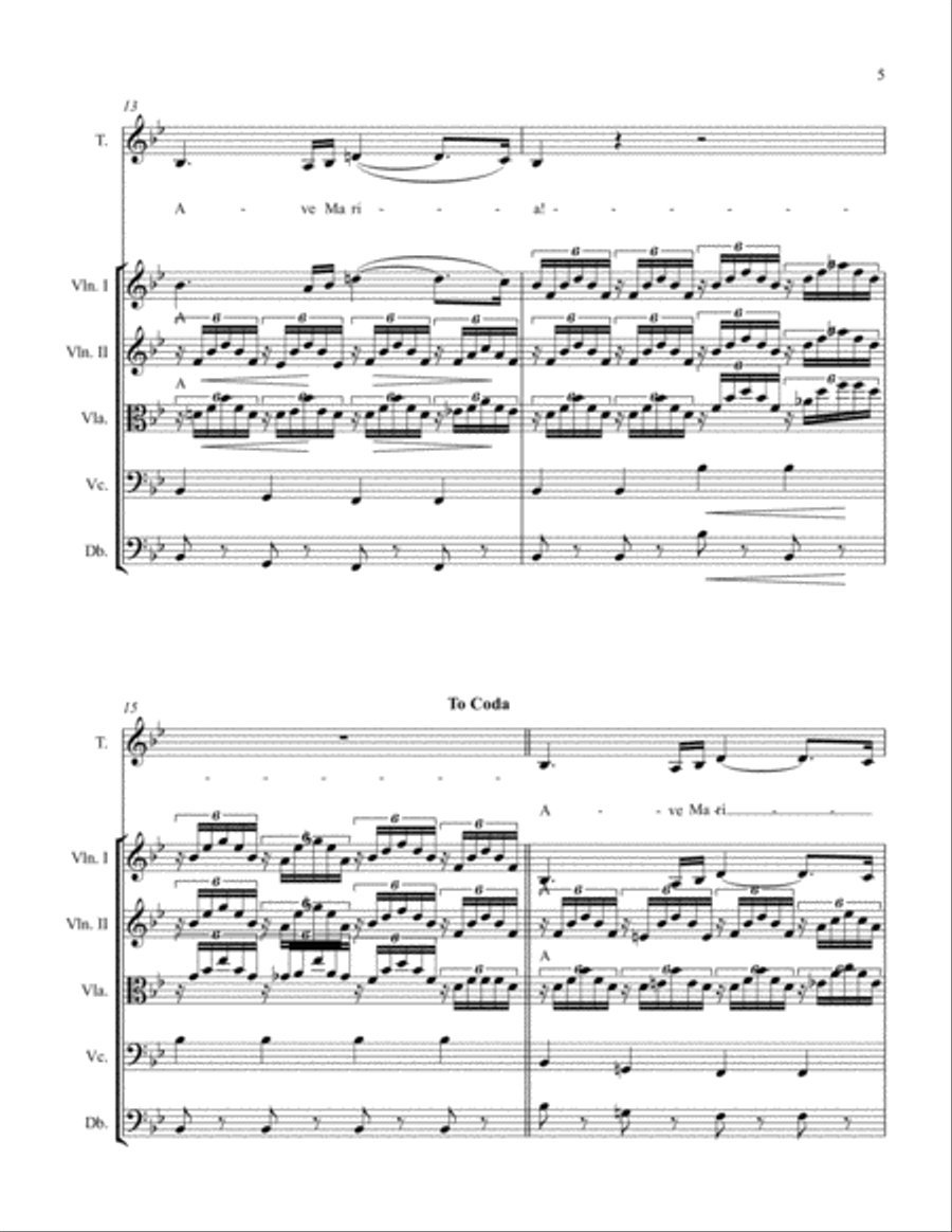Ave Maria by Franz Schubert - an Easter Selection. string quintet or quartet or orchestra with solo String Quartet scores gallery preview page 5