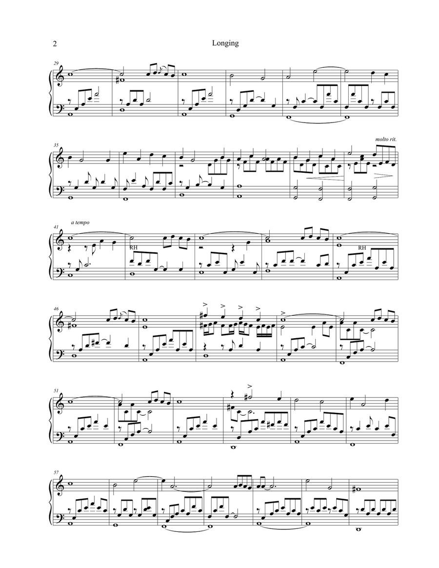 Longing Piano Solo scores gallery preview page 2