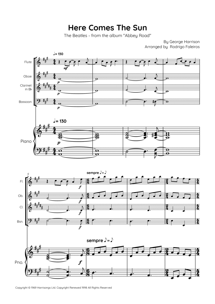 Here Comes The Sun Chamber Music scores gallery preview page 1