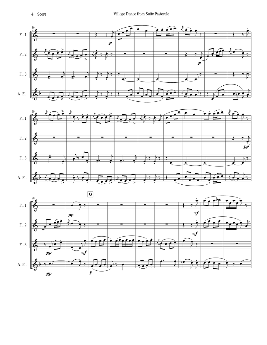 Chabrier - Village Dance for flute quartet Chabrier - Village Dance for flute quartet Flute Quartet scores gallery preview page 4