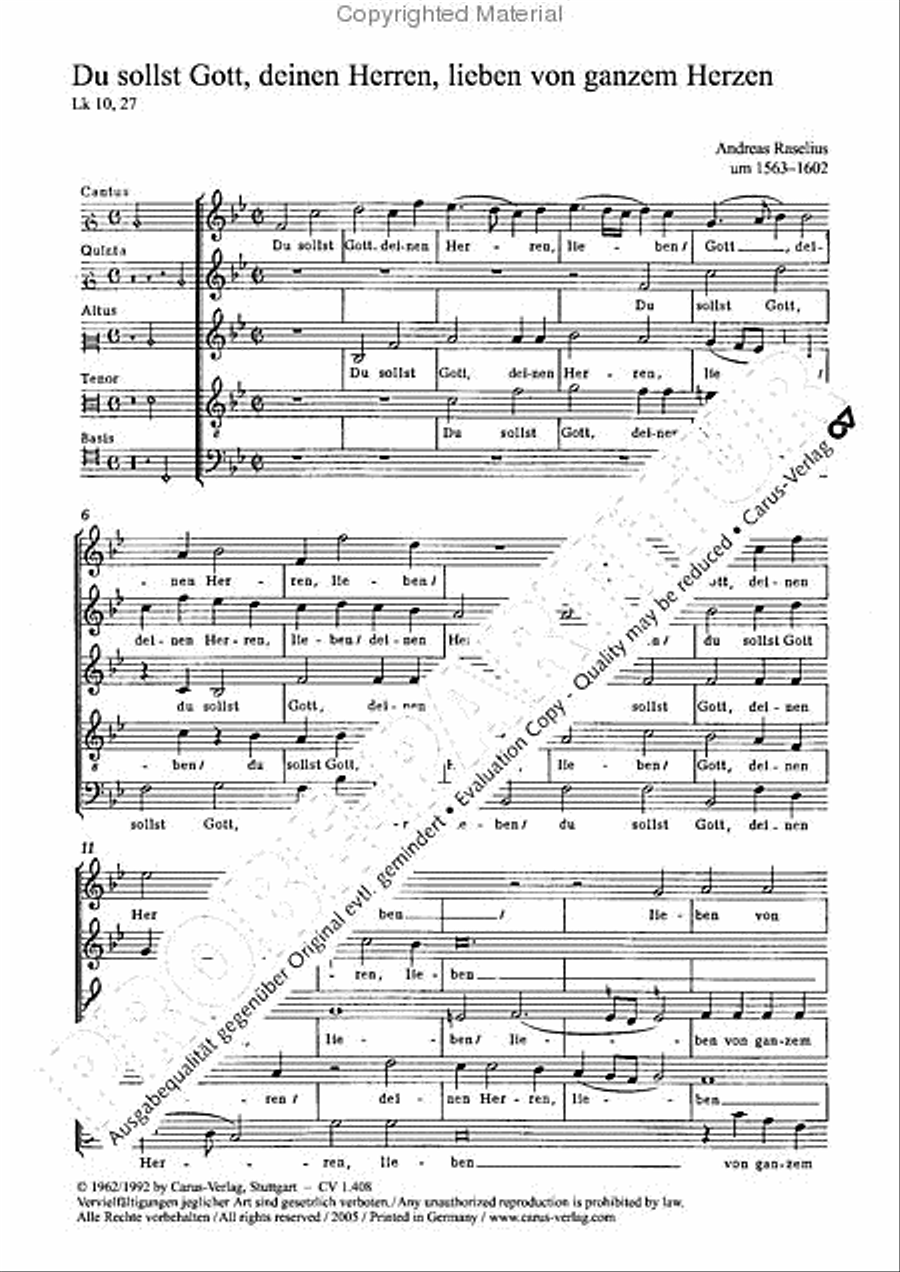 Du sollst Gott, deinen Herren, lieben von ganzem Herzen SSATB scores gallery preview page 2