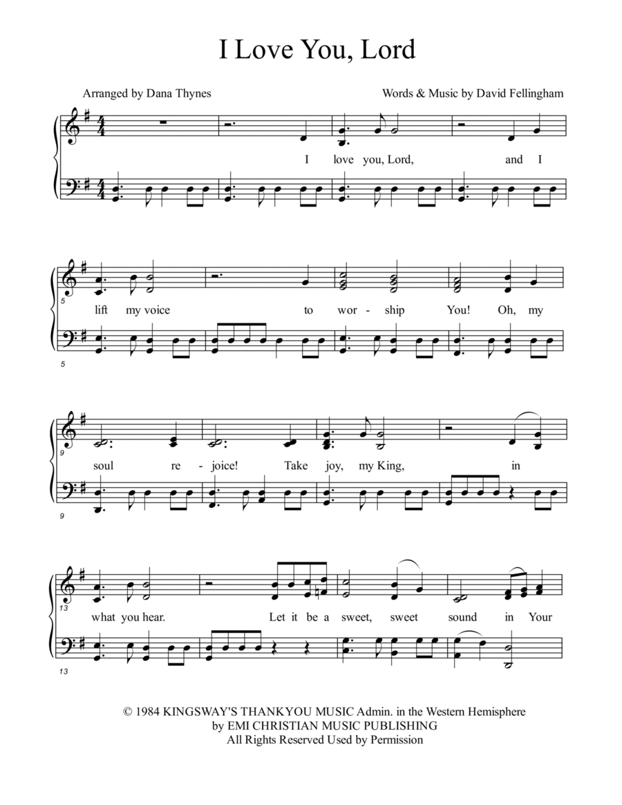 I Love You Lord Piano, Vocal, Guitar scores gallery preview page 1