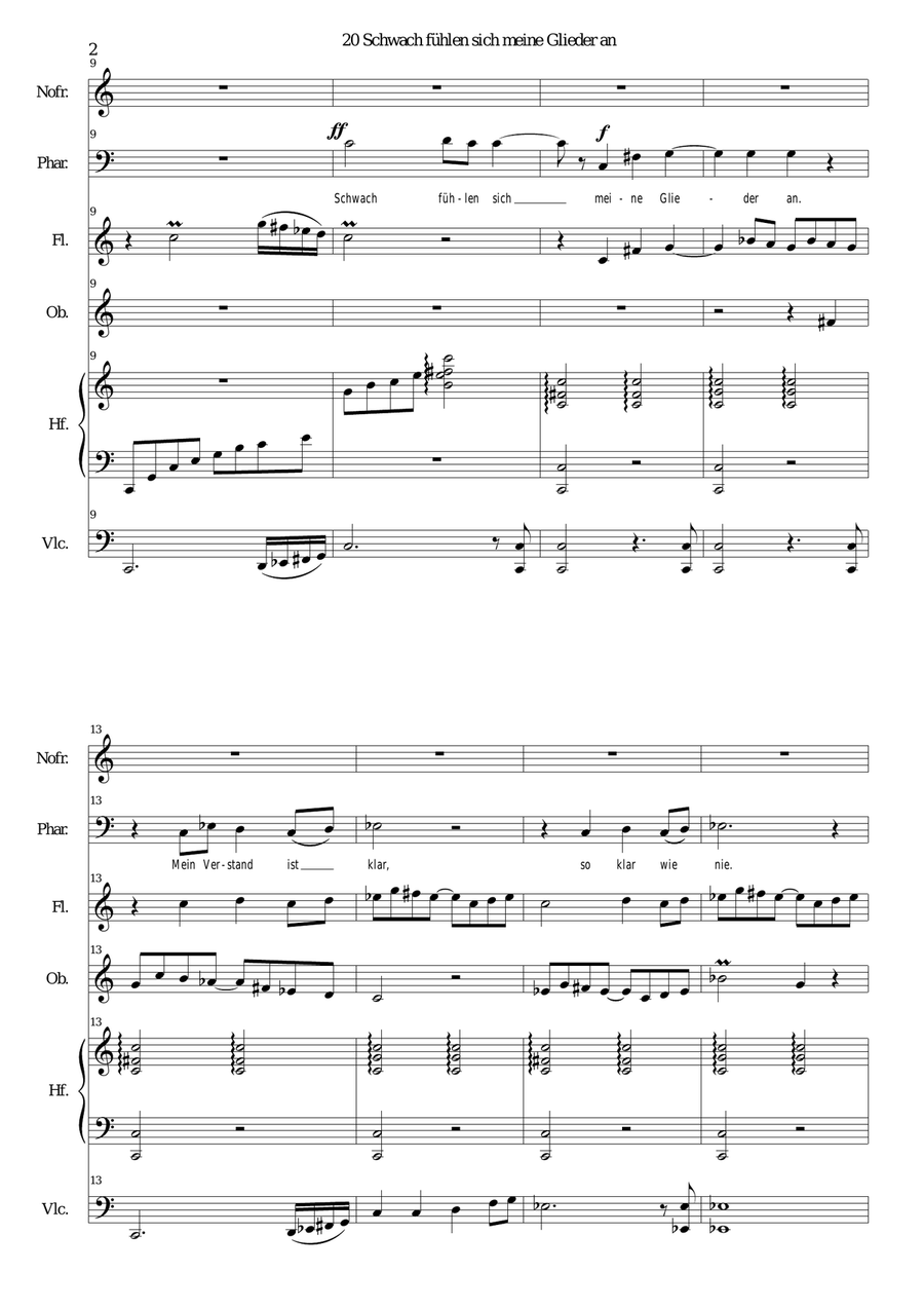 ATON Part 20-Schwach fühlen sich meine Glieder an (2 voices, harp, cello, oboe, flute) Harp scores gallery preview page 2